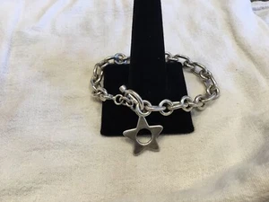 Vintage Mexiko Sterling baumelnder Stern Charm Knebelkette Armband - Bild 1 von 6