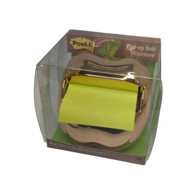 Post-It Gold Apple Pop-Up Note Dispenser APL330 New in Box Rare 3x3 inch Notes - Image 1 of 4