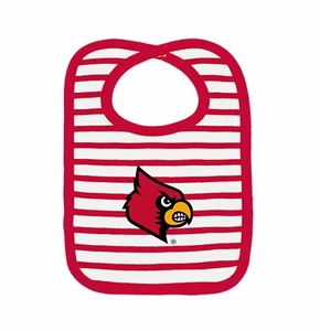 Louisville Cardinals Stripe Dot  Bib Newborn Baby 100% Cotton Zelcro Closure NEW - Picture 1 of 1