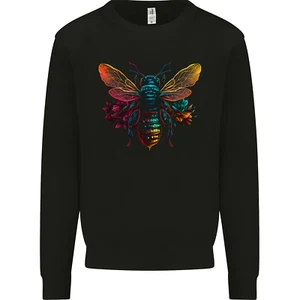 A Retrowave Bee Kids Sweatshirt Jumper - Picture 1 of 3