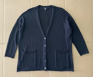 EILEEN FISHER Organic Linen Cotton Slub Cardigan Large Oversized Excellent - Picture 1 of 7