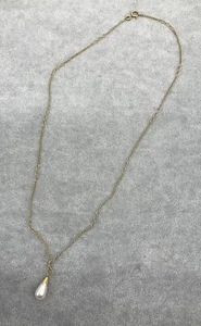 9 ct Yellow gold 20 inch cable chain with faux pearl pendant 3g N9 - Picture 1 of 7