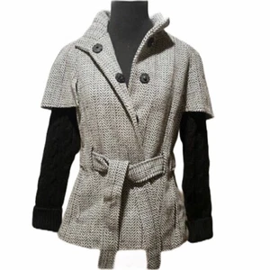 Calvin Klein Black tweed wool jacket coat size 8 cape women outwear sweater - Picture 1 of 6