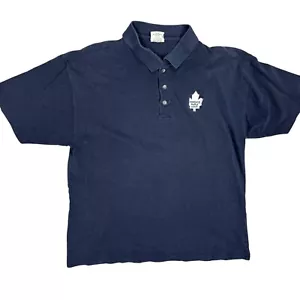Vintage 1990s Toronto Maple Leafs Polo Shirt Cotton NHL Hockey Waves Blue Large - Picture 1 of 6