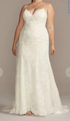 Nuevo con etiquetas Vestido de Novia David’s Floral Encaje Correa de Espagueti Trompeta Talla 24 Foto 1 de 4