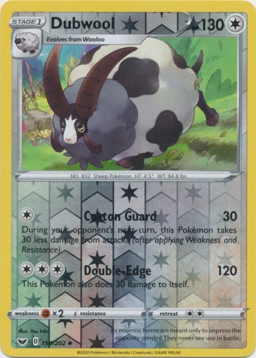 Reverse Holo Dubwool 154/202 Uncommon  Sword & Shield Base Set - Image 1 of 1