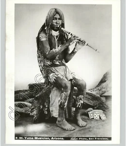 YUMA Indian Playing FLUTE NATIVE AMERICAN Music c.1880 Photo c.1970s Print - Picture 1 of 2