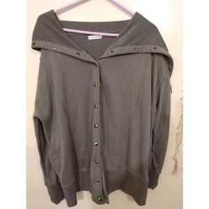 Women's large Gray. Z Avenue USA Button up. Extra-long, tunnel, collared jacket. - Picture 1 of 5