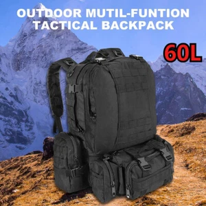 60L Large Military Tactical Backpack Rucksack Camping Hiking Bag Outdoor Travel - Picture 1 of 14