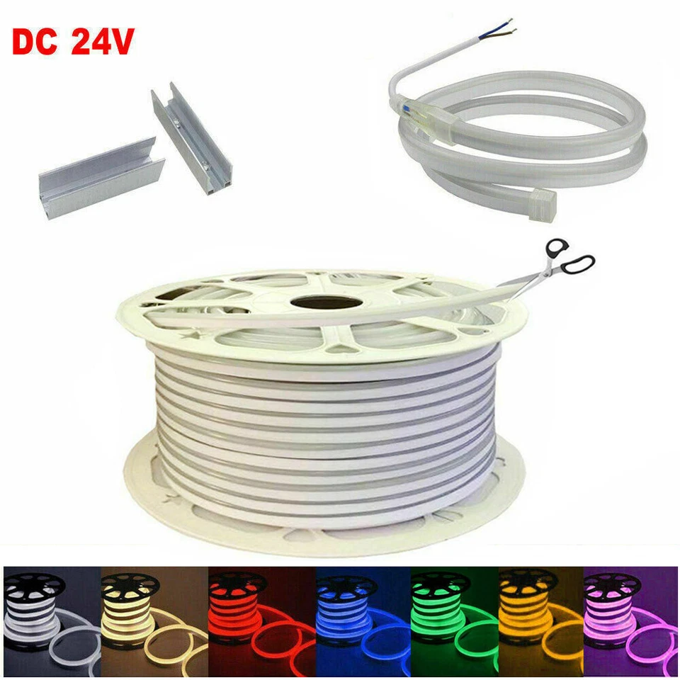 1~50m DIY LED Strip Neon Rope Lights SMD2835 Flexible Waterproof Lighting DC24V - Image 1 of 4