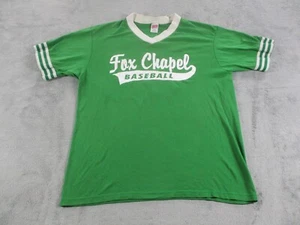 Vintage Soffe Shirts Fox Chapel Baseball Shirt Ringer V Neck Green White USA EUC - Picture 1 of 11