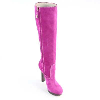 Botas de Lujo de Diseñador Dsquared2 Talla 6.5 Rosa Cuero Fucsia Hasta la Rodilla Cremallera Completa Foto 1 de 4