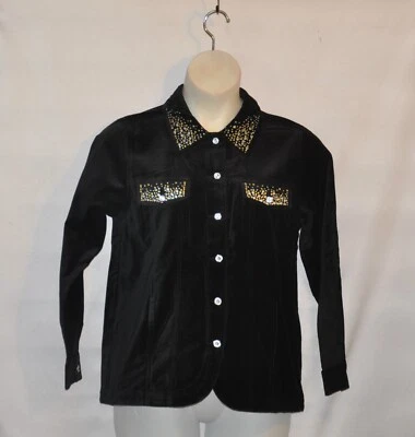 Quacker Factory  Studded Starburst Velvet Jeanne Jacket Size S Black - Image 1 of 2