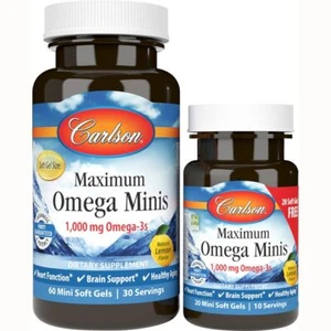 Carlson Maximum Omega Minis - Lemon 1,000 mg 60 + 20 free Sgels - Picture 1 of 2