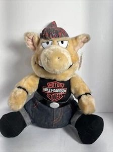 Harley Davidson Hog Peluche Motociclista Cerdo Relleno Play By Play 1997 con etiqueta 11" de alto - Imagen 1 de 9