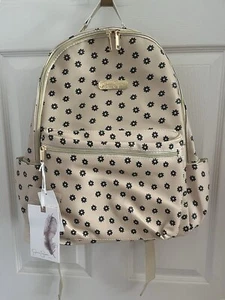 New Jessica Simpson Floral Faux Leather Laptop Backpack Beige Tan Woman's - Picture 1 of 5
