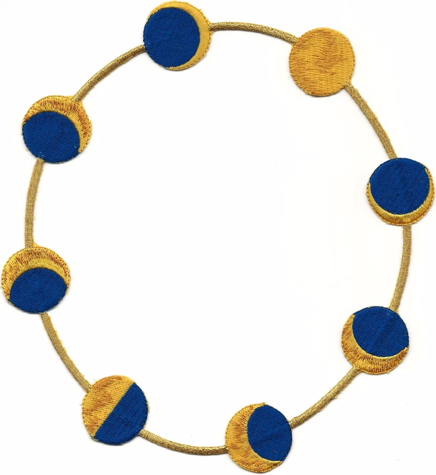 6 5/8" x 7 1/8" Lunar Moon Phase Orbit Circle Embroidery Patch - Image 1 of 1