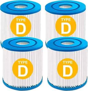 4 Pack TYPE D Summer Waves Swimming Pool Pump Filter Cartridges (4.13" x 3.75") - Picture 1 of 2