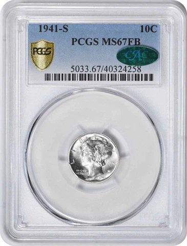 1941-S Mercury Silver Dime MS67FB PCGS (CAC) Cover