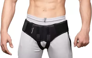 Double Inguinal Groin Hernia Support Belt Truss Brace for Men With Strap - Picture 1 of 9
