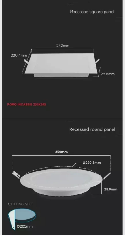 Pannello led tondo V-tac 18W 4000K bianco VT-61018 - 7865