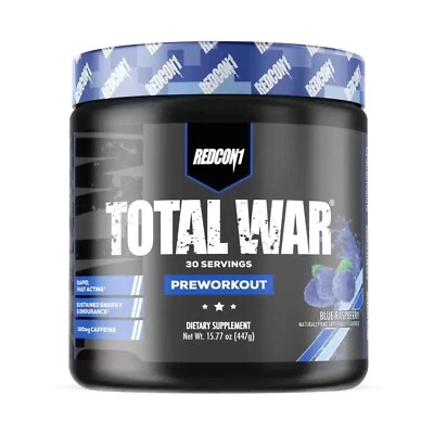 REDCON1 TOTAL WAR PRE-WORKOUT STIM CAFFEINE ENERGY FOCUS 420G BLUE RASPBERRY