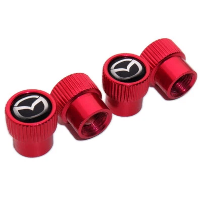 4pcs Universal Fit Mazda Car Wheels Tire Air Valve Caps Stem Dust Cover Red - Image 1 of 4
