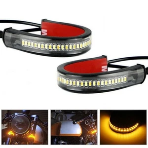 New Practical LED Turn Signal Light Light White & Amber Fork Motorcycle - Picture 1 of 12
