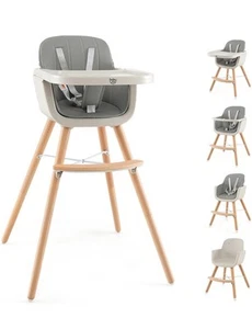 BABY JOY Convertible Baby High Chair 3 in 1 Wooden Highchair Booster Chair with - Picture 1 of 9