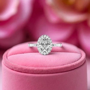 18K White Gold Engagement Ring 2.20 Ct IGI Certified Lab Grown Oval Cut Diamond - Picture 1 of 10