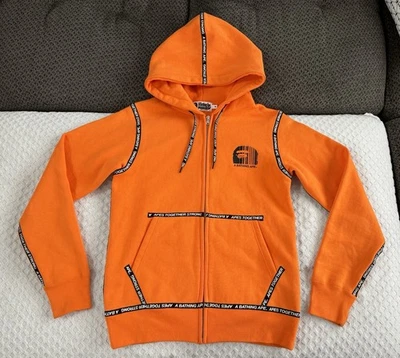 A Bathing Ape BAPE Full Zip Taped Hoodie Hooded Sweatshirt Orange Size Medium - Image 1 of 4
