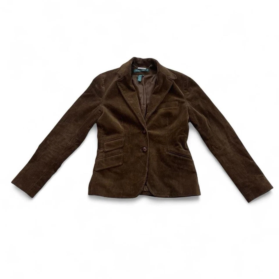 Ralph Lauren Women’s Corduroy VTG Blazer Brown Size S Wide Wale Tailored Jacket - Image 1 of 3