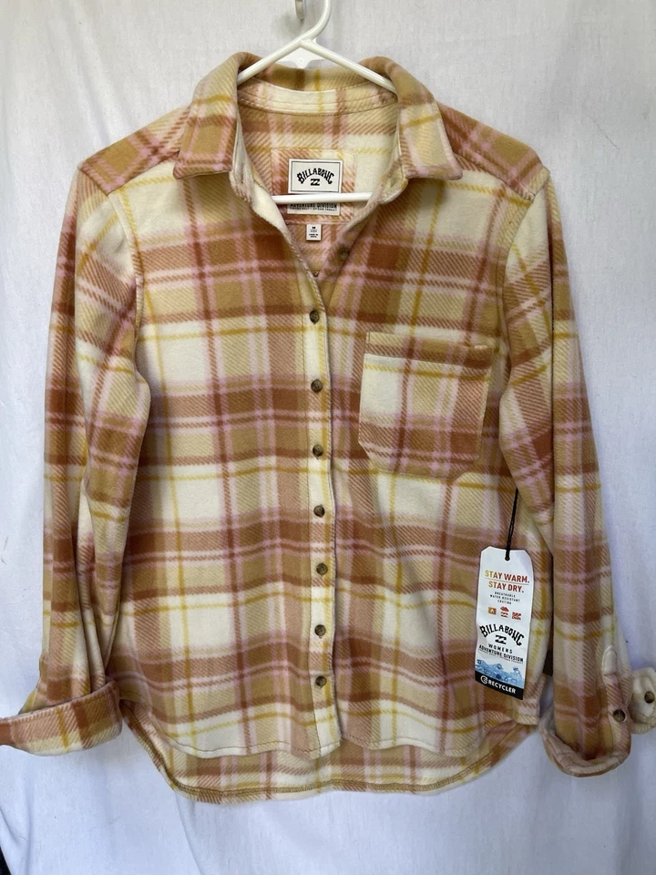 NUEVO CON ETIQUETAS Billabong Forja Franela Polar Mujer Mediana Cuadros Chaqueta Camisa Suave Otoño Foto 1 de 4