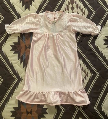 Camisón vintage años 70 80 niña pequeña de Nielsen rosa flores encaje 3T Foto 1 de 4