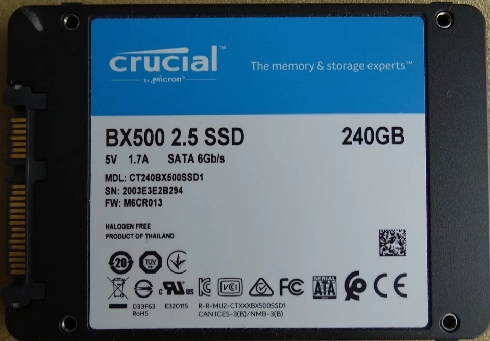 Crucial  BX500  240 GB  2.5 SSD SATA - Bild 1 von 1