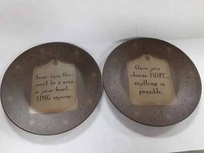 Barbara Lloyd Wood Plaque Round Set of 2 - Image 1 of 4