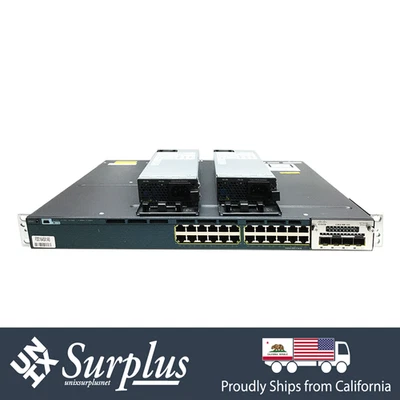 1GB RJ45 24 Port WS-C3560X-24T-S Cisco L3 Managed Switch 2x PSU 2X 10GB SFP+ - Image 1 of 4