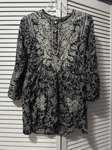 Top tunica donna in seta con stampa floreale stile estivo taglia S - Foto 1 di 7