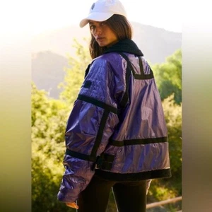 NEU Free People Movement Vagabond Fleece Bomberjacke in Royal Purple - Bild 1 von 9