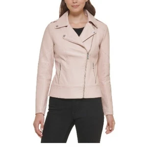 Womens Guess Faux Leather MotorcycleJacket size L - Picture 1 of 14