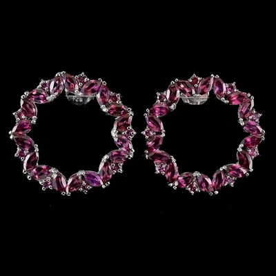 Pendientes de plata de ley 925 marquesa rodolita granate 5x2,5 mm joyas de piedras preciosas Foto 1 de 4