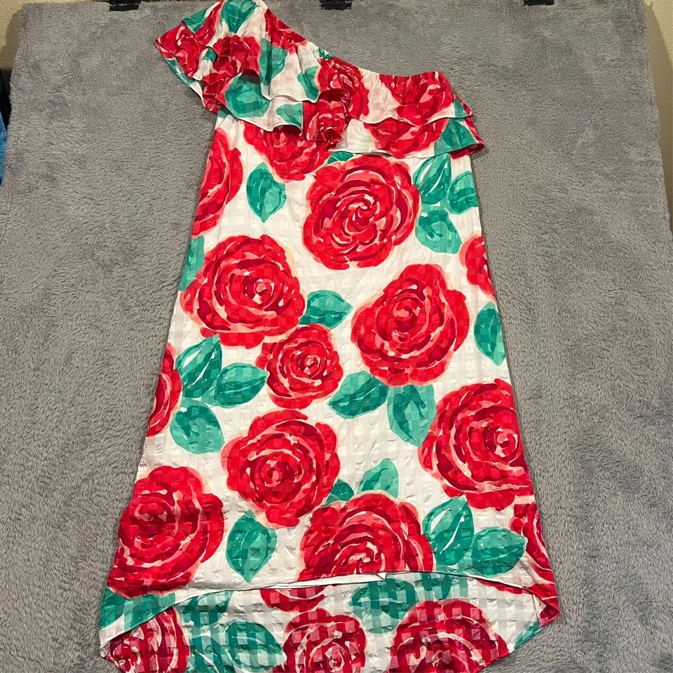 Vineyard Vines 144th Kentucky Derby Run for the Rose One Shoulder Dress 16 READ - Image 1 of 4