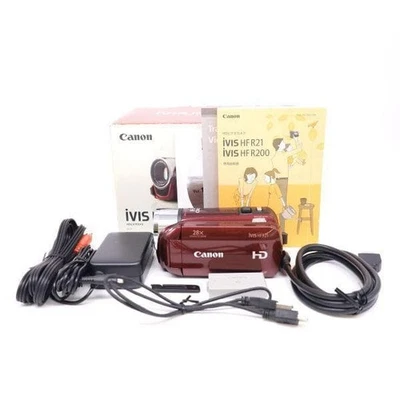 Canon iVIS HF R21 Camcorder Red HD Video Camera Near Mint Condition - Image 1 of 4