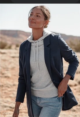 Chaqueta Blazer Relajada Tejida Garnet Hill Para Mujer Talla 8 Clásica Azul Marino Brezo Foto 1 de 4