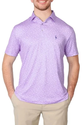 Polo Masculino Performance Tailor Byrd Flores Sobrepostas $80 - Roxo-Médio-Novo - Imagem 1 de 4