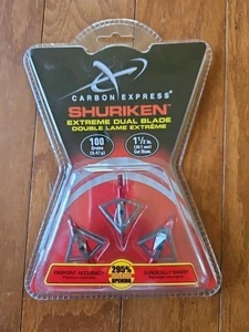 3 NEW Carbon Express SHURIKEN Extreme Dual Blade 100 Grain 1- 1/2" Broadheads - Picture 1 of 2