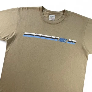 Vtg Y2K Nike Racing Stripe Box Logo Tee Distressed Swoosh White Tag Streetwear L - Picture 1 of 7