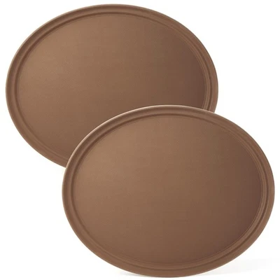 Paquete de 2 bandejas antideslizantes de grado restaurante, NSF, ovaladas de 22 pulgadas x 27 pulgadas, plástico R... Foto 1 de 4