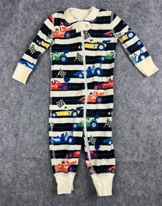 Pijama Hanna Andersson Race Car colorido a rayas negras orgánico para dormir 3-6 M 60 - Imagen 1 de 6