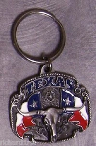 Pewter Key Ring State of Texas Longhorn Steer Head NEW - Picture 1 of 1